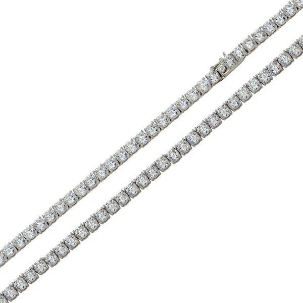 Rhodium Plated 925 Sterling Silver Round CZ Tennis Bracelet 3mm 8 Inches