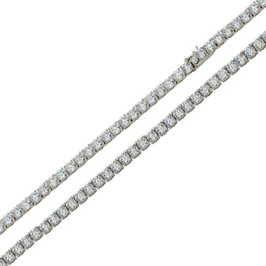 Rhodium Plated 925 Sterling Silver Round CZ Tennis Bracelet 3mm 8 Inches